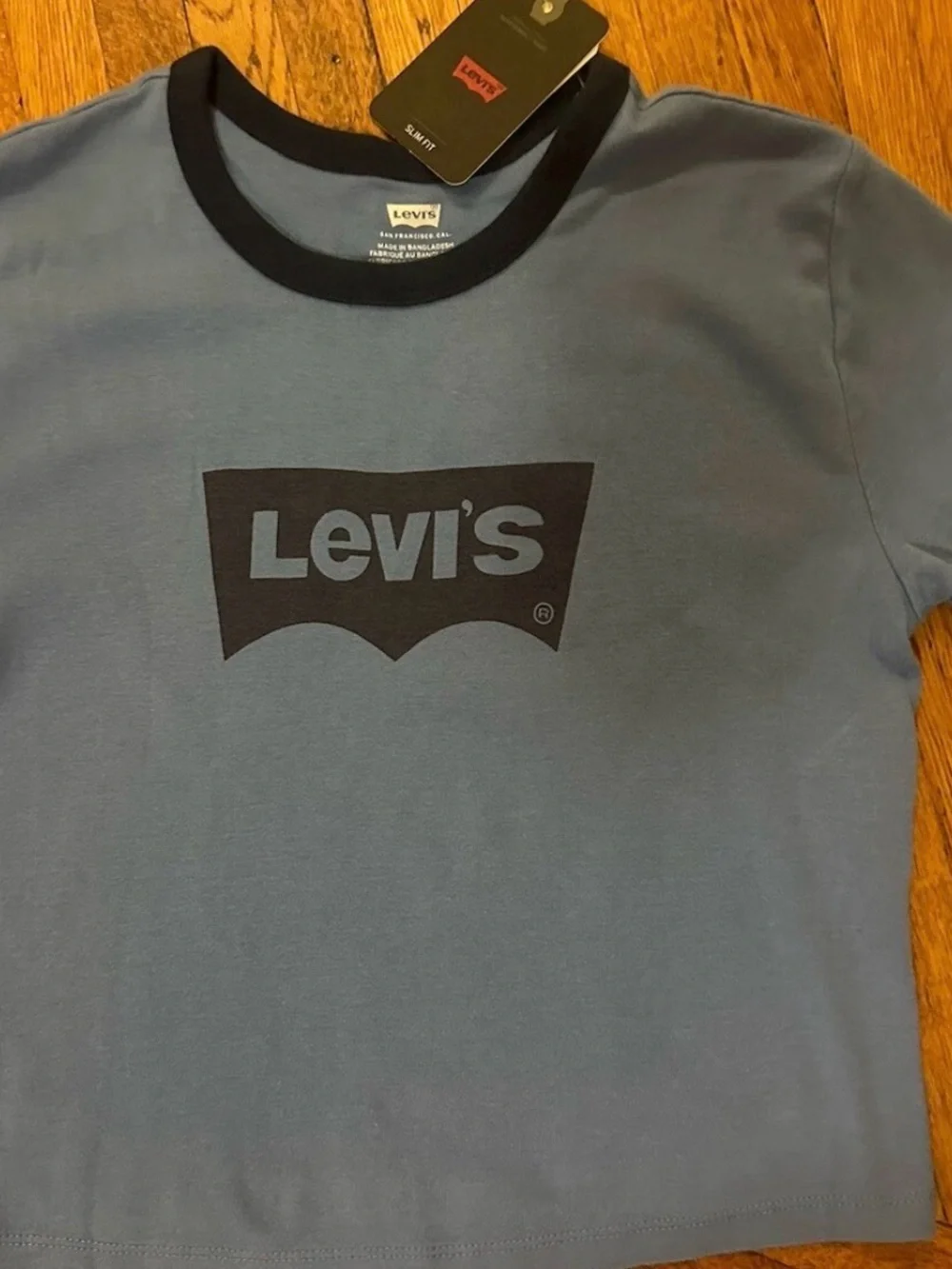 Levi's Blue Women's T-Shirt Crop Top Classic Levi's Logo Size Medium New